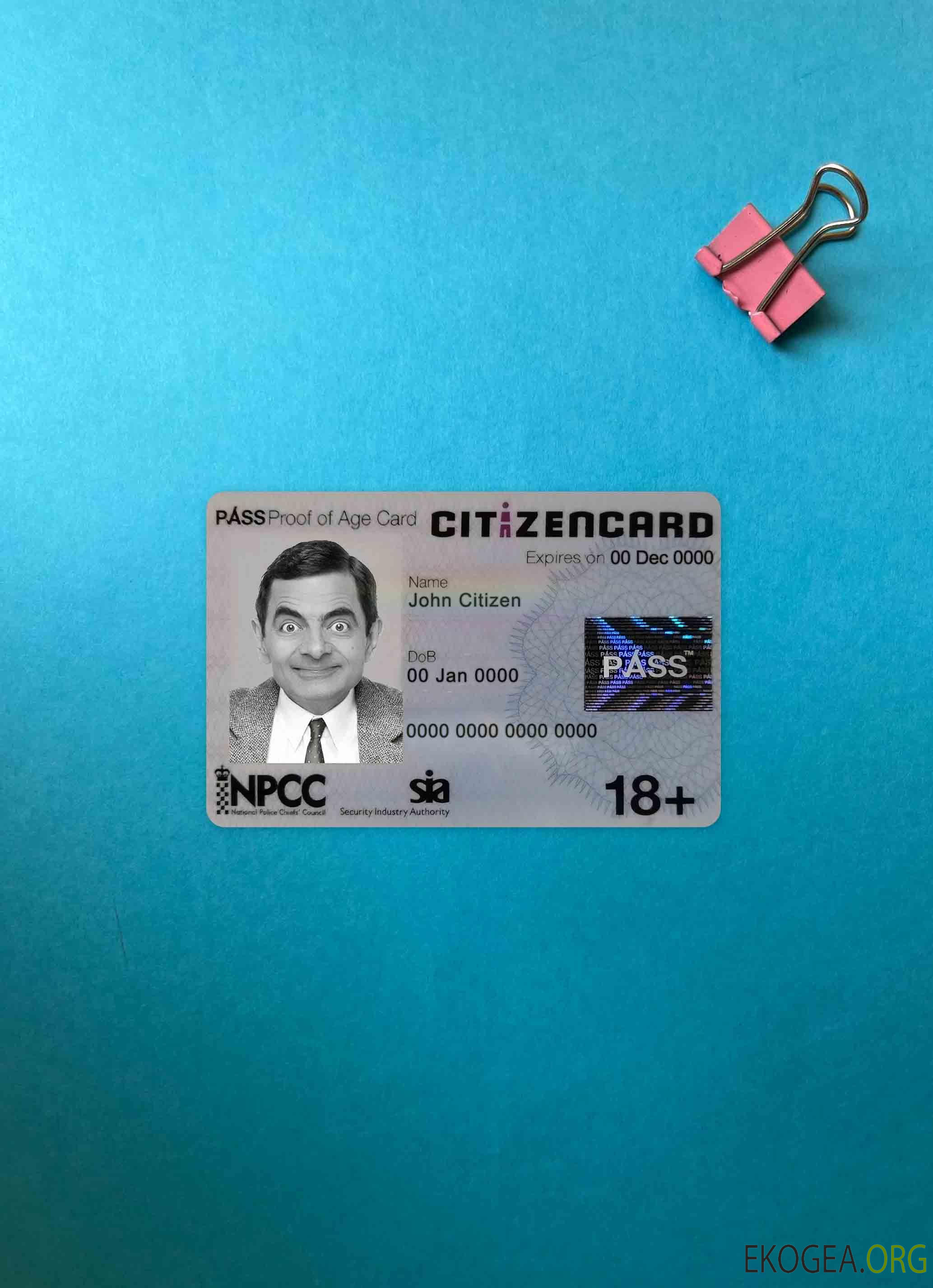 United Kingdom Pass CitizenCard (carte de preuve d'âge) photolook AVANT